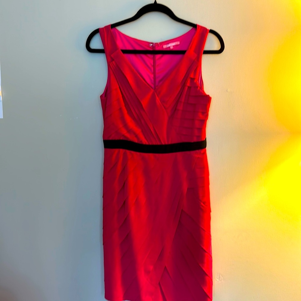 Fushia pleated silk dress fully lined size M